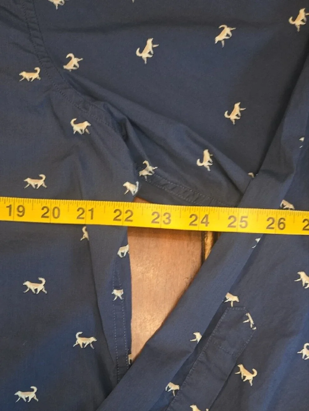 Banana Republic Navy Button-Down Shirt with Cream Dog Motif